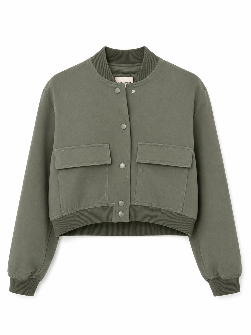 bohme Olive Cropped Bomber Jacket